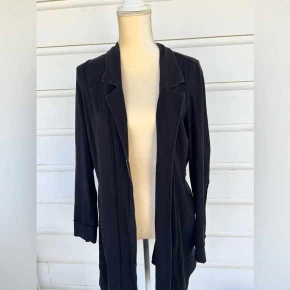 Nic+Zoe Woman’s Long Black Soft Lined Zipper Jacket With Pockets Size Large - Picture 2 of 8